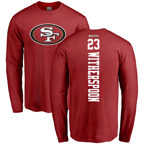 Men San Francisco 49ers Red Ahkello Witherspoon Backer #23 Long Sleeve NFL T Shirt